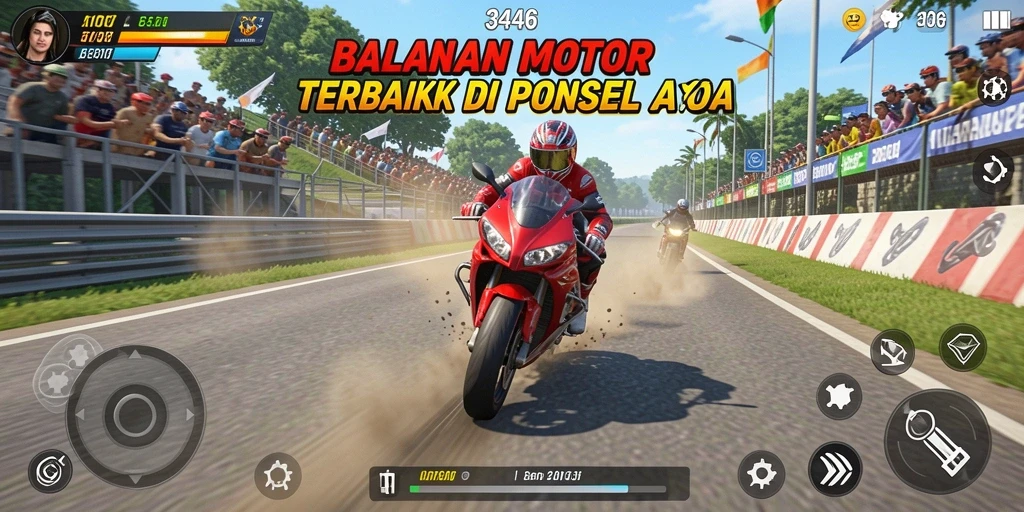 Screenshot gameplay balapan motor seru di 3446.