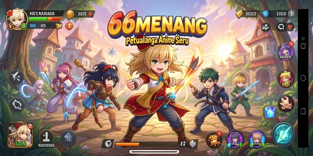 Tampilan gameplay seru dari 66MENANG dengan karakter Anime yang menakjubkan.
