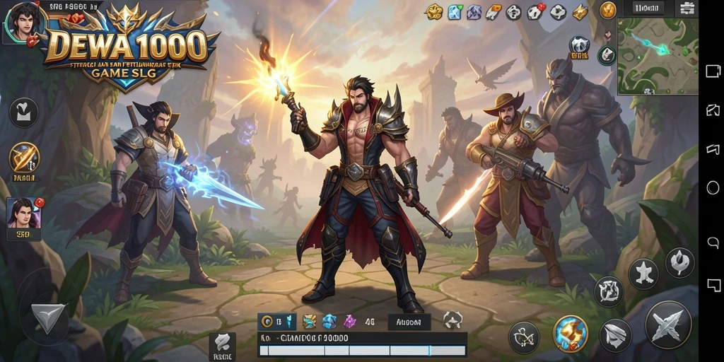 Tampilan aksi pertempuran menarik dalam game SLG DEWA1000.