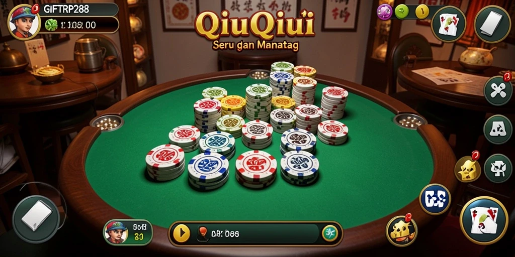 Screenshot gameplay seru dari GIFTRP288, menunjukkan aksi QiuQiu yang mendebarkan.