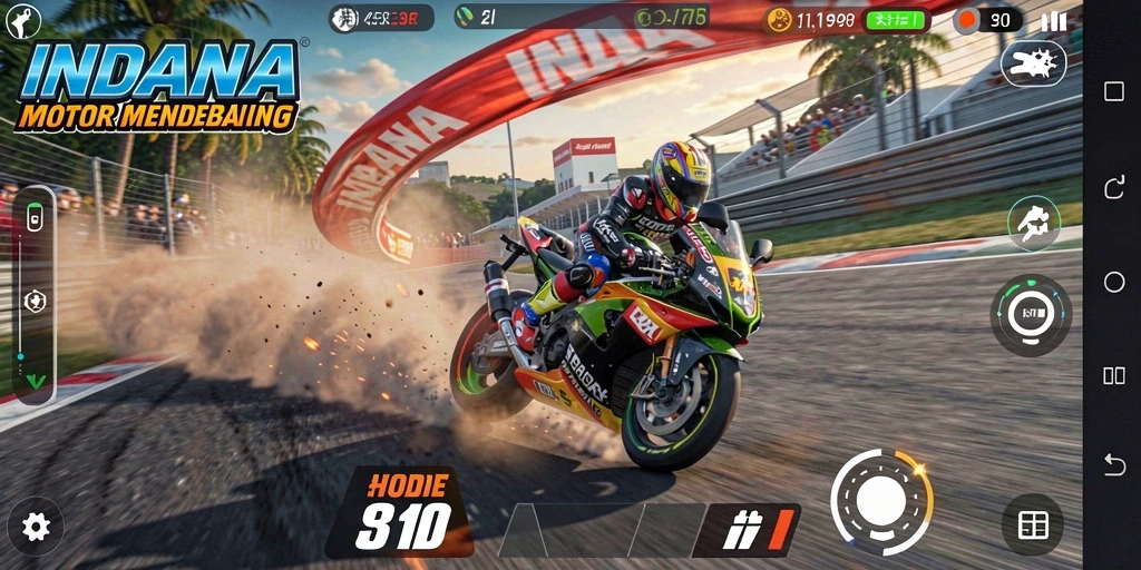 Screenshot gameplay INDAAA yang menampilkan balapan seru dan cepat.