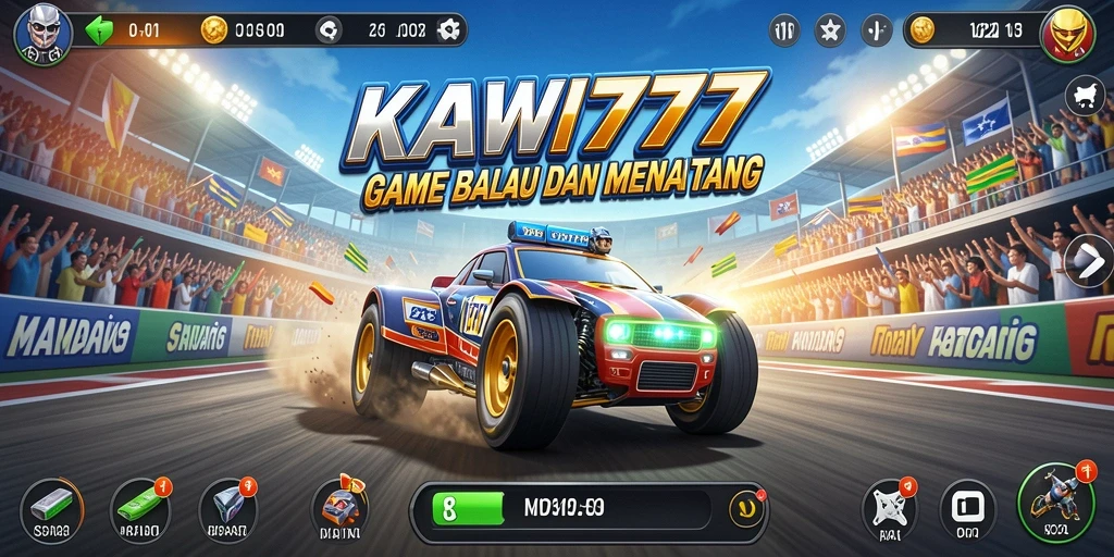 Tangkapan layar utama KAWI777 menampilkan aksi balapan yang mendebarkan.