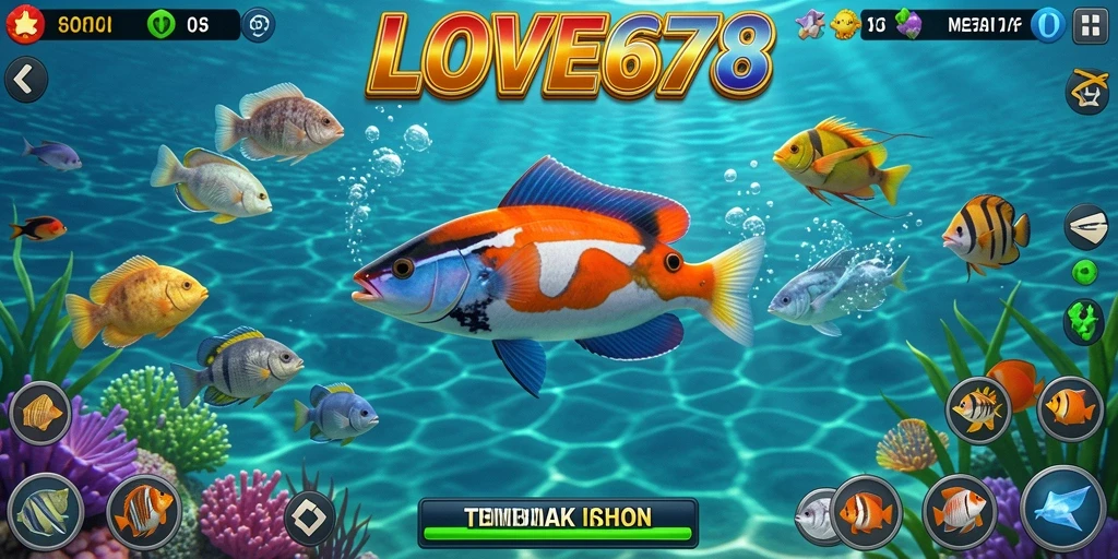 Tampilan gameplay LOVE678 yang penuh warna dan heboh.
