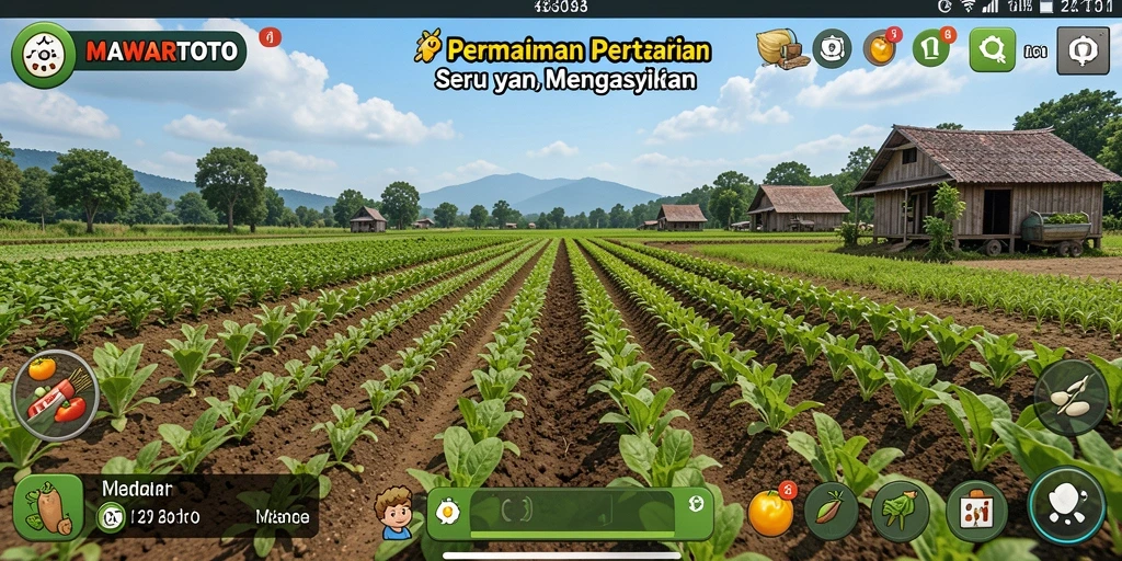 Tangkapan layar utama MAWARTOTO menunjukkan gameplay bertani yang seru.