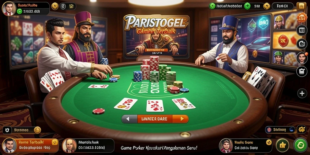 Tangkapan layar utama PARISTOGEL menampilkan gameplay poker yang menegangkan.