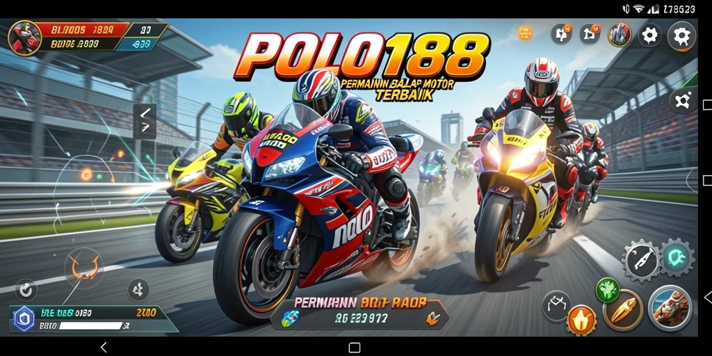 Tampilan gameplay POLO188 saat balapan motor yang seru.