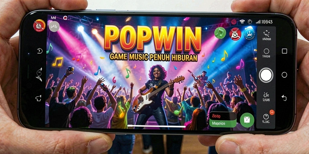 Tampilan gameplay POPWIN yang mengasyikkan saat bermain musik.