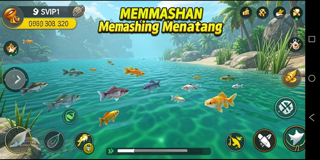 Gameplay menarik dalam SVIP1 dengan berbagai lokasi dan ikan yang menantang.