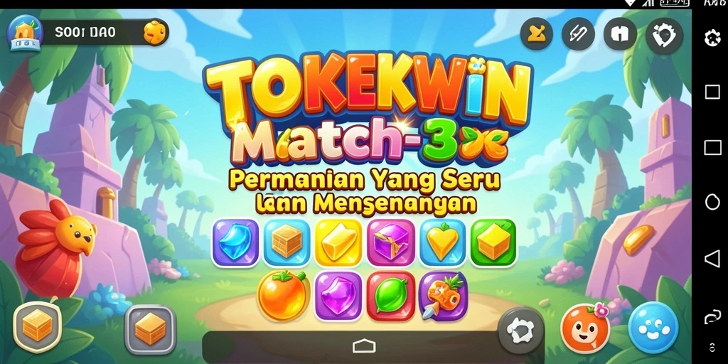 Tampilan menarik gameplay Match-3 yang menantang dan ceria.