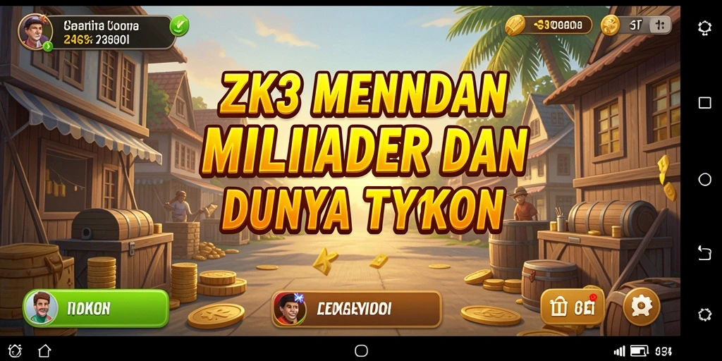 Tampilan gameplay ZK3 yang menarik dalam menciptakan kerajaan bisnis.